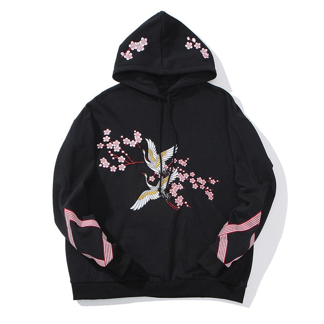 Flower Animal Embroidery Pullover Hoodie Men Chinese Style Casual Hoodies Sweatshirts Fashion Hip Hop Streetwear | Vimost Shop.