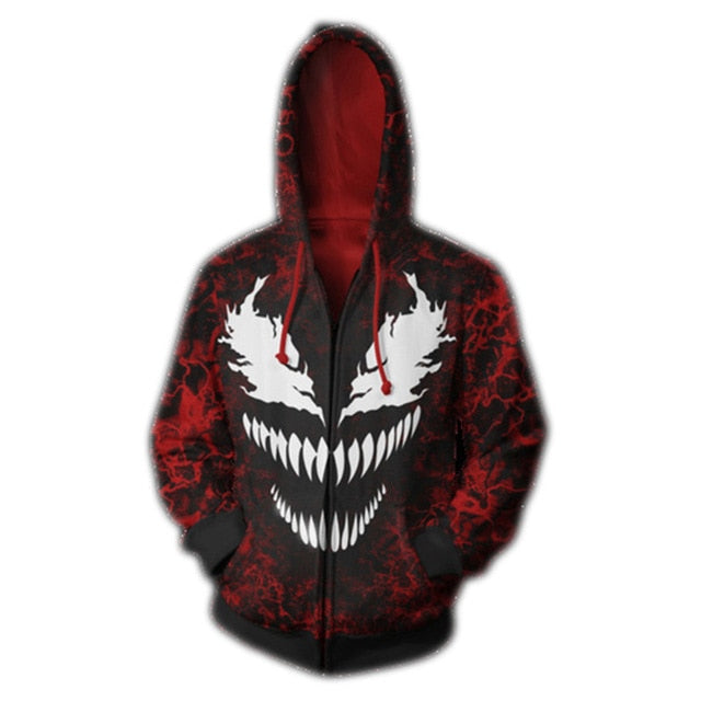 Popular Marvel movie venom 3D Printed Hoodies Men Women Spiderman Hooded Sweatshirts hip hop Zipper Pocket Jackets | Vimost Shop.
