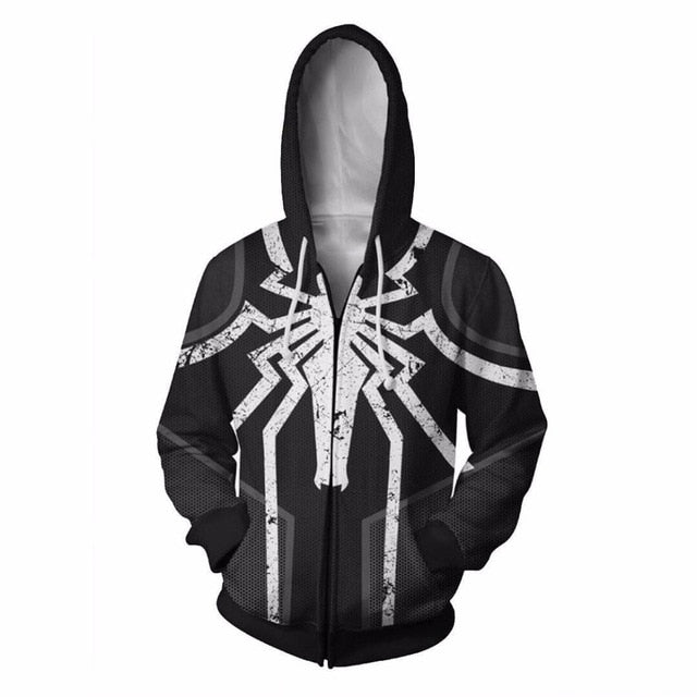 Popular Marvel movie venom 3D Printed Hoodies Men Women Spiderman Hooded Sweatshirts hip hop Zipper Pocket Jackets | Vimost Shop.