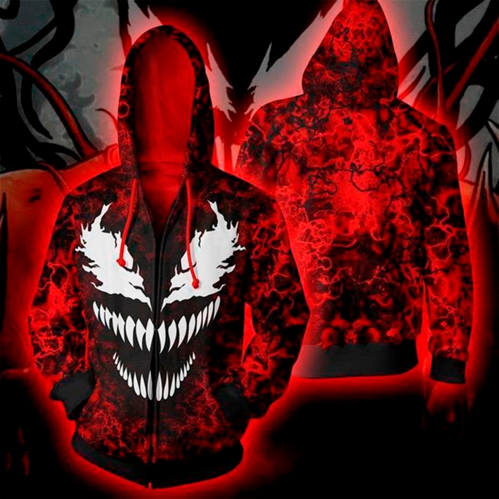 Popular Marvel movie venom 3D Printed Hoodies Men Women Spiderman Hooded Sweatshirts hip hop Zipper Pocket Jackets | Vimost Shop.