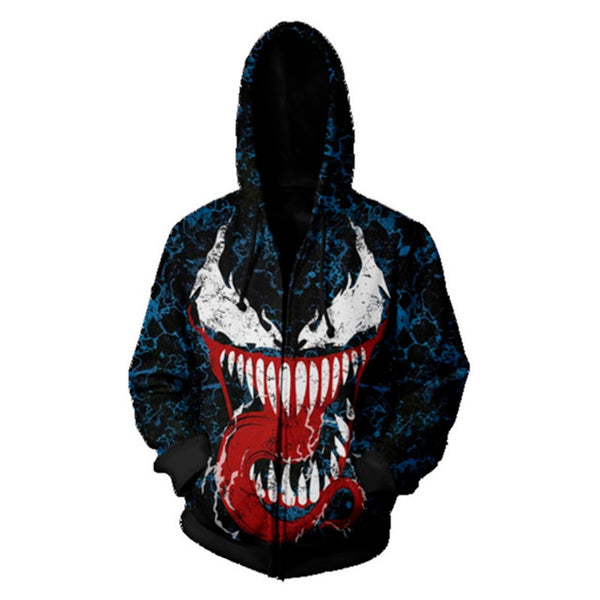 Popular Marvel movie venom 3D Printed Hoodies Men Women Spiderman Hooded Sweatshirts hip hop Zipper Pocket Jackets | Vimost Shop.