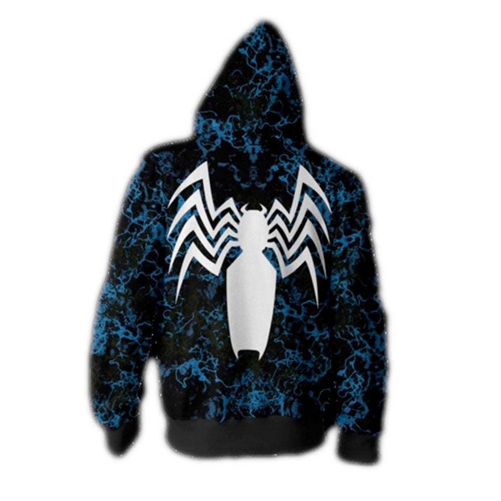 Popular Marvel movie venom 3D Printed Hoodies Men Women Spiderman Hooded Sweatshirts hip hop Zipper Pocket Jackets | Vimost Shop.