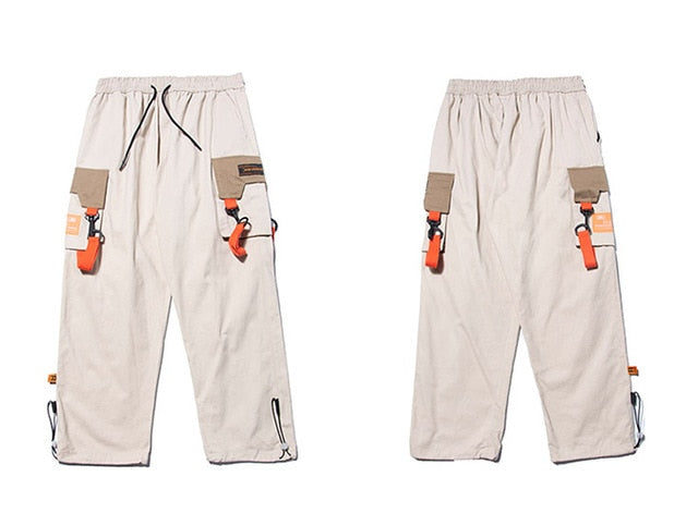 Hip Hop Color Block Pockets Male Harem Cargo Pants Streetwear Harajuku Casual Drawstring Joggers Mens Trousers | Vimost Shop.