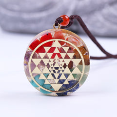 Sri Yantra Orgonite Pendant Necklace 7 Chakra Reiki Yoga Necklace Sacred Geometry Meditation Jewelry