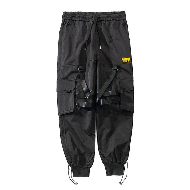 Multi-pocket Hip Hop Harem Pants Men Elastic Waist Trousers Joggers Casual Loose Ribbons Cargo Pants Sweatpants | Vimost Shop.