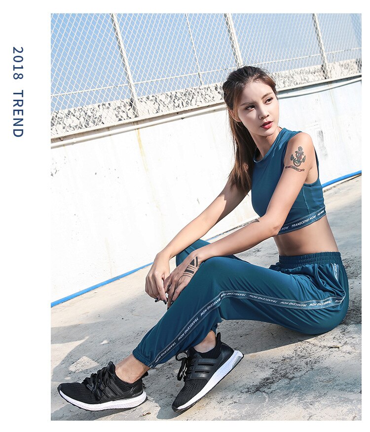 Sport Pants Women Loose Long Gym Trousers Elastic Walking Pantalon Jogging Femme Sweatpants Athletic Breathable Striped Running | Vimost Shop.