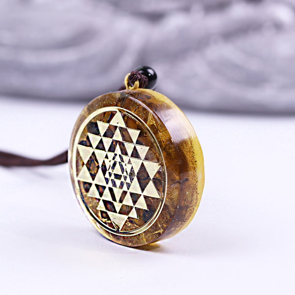 Sri Yantra Necklace Orgonite Pendant Tiger Eye Necklace Sacred Geometry Energy Healing Yoga  Jewelry | Vimost Shop.