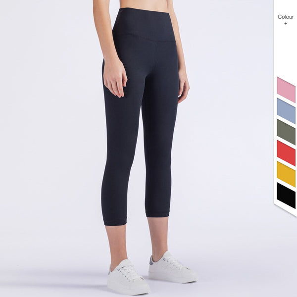 Solid Fitness Athletic Pants Women Sports Capris Yoga Leggings High Elastic Waist Solid Skinny Stretch Tights Seamless | Vimost Shop.