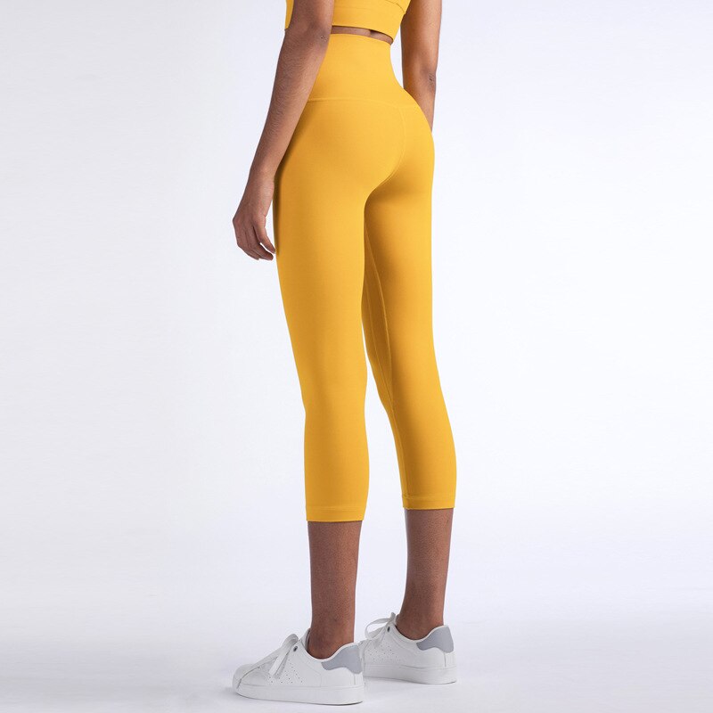 Solid Fitness Athletic Pants Women Sports Capris Yoga Leggings High Elastic Waist Solid Skinny Stretch Tights Seamless | Vimost Shop.