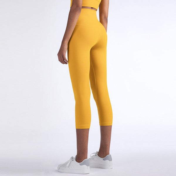 Solid Fitness Athletic Pants Women Sports Capris Yoga Leggings High Elastic Waist Solid Skinny Stretch Tights Seamless | Vimost Shop.