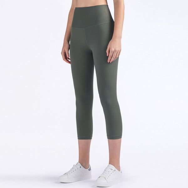 Solid Fitness Athletic Pants Women Sports Capris Yoga Leggings High Elastic Waist Solid Skinny Stretch Tights Seamless | Vimost Shop.