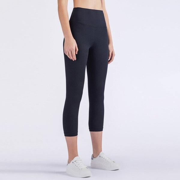 Solid Fitness Athletic Pants Women Sports Capris Yoga Leggings High Elastic Waist Solid Skinny Stretch Tights Seamless | Vimost Shop.