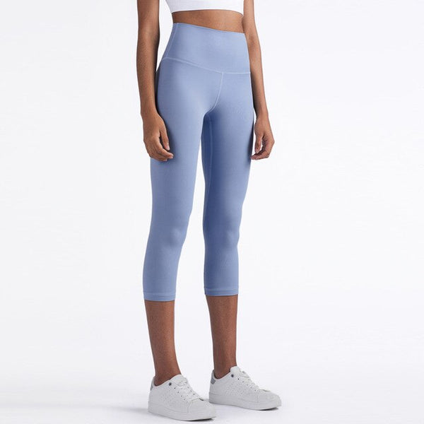 Solid Fitness Athletic Pants Women Sports Capris Yoga Leggings High Elastic Waist Solid Skinny Stretch Tights Seamless | Vimost Shop.