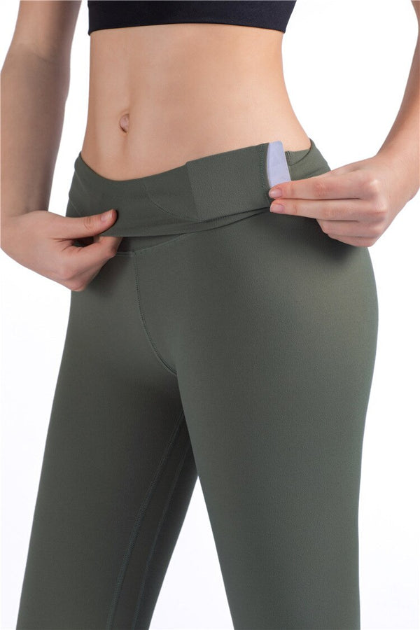 Solid Fitness Athletic Pants Women Sports Capris Yoga Leggings High Elastic Waist Solid Skinny Stretch Tights Seamless | Vimost Shop.