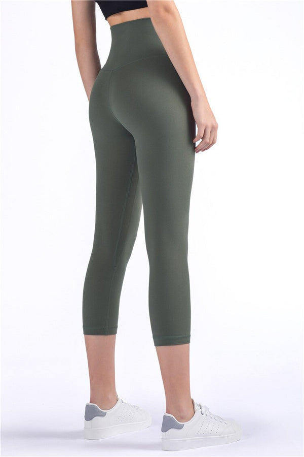 Solid Fitness Athletic Pants Women Sports Capris Yoga Leggings High Elastic Waist Solid Skinny Stretch Tights Seamless | Vimost Shop.