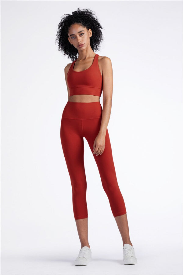 Solid Fitness Athletic Pants Women Sports Capris Yoga Leggings High Elastic Waist Solid Skinny Stretch Tights Seamless | Vimost Shop.