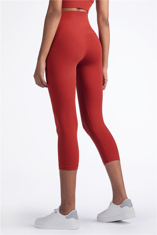 Solid Fitness Athletic Pants Women Sports Capris Yoga Leggings High Elastic Waist Solid Skinny Stretch Tights Seamless | Vimost Shop.