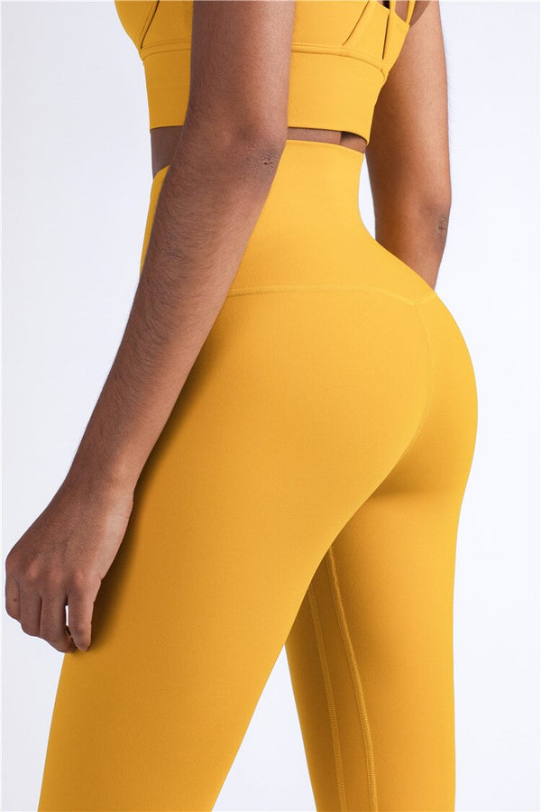 Solid Fitness Athletic Pants Women Sports Capris Yoga Leggings High Elastic Waist Solid Skinny Stretch Tights Seamless | Vimost Shop.