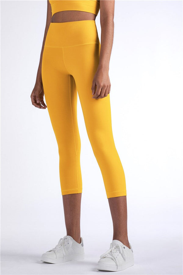 Solid Fitness Athletic Pants Women Sports Capris Yoga Leggings High Elastic Waist Solid Skinny Stretch Tights Seamless | Vimost Shop.