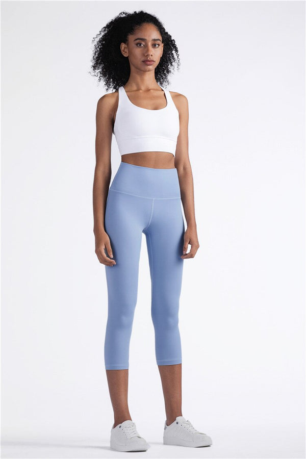 Solid Fitness Athletic Pants Women Sports Capris Yoga Leggings High Elastic Waist Solid Skinny Stretch Tights Seamless | Vimost Shop.