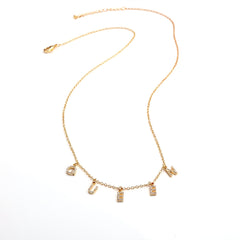 Mother's Day Gift  6mm Zircon Name Necklace for Women Girl Personalized Crystal Name Necklace Copper Pendant Plain Chain