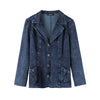 Women's Plus Size Casual Fashion Busine Denim Suit Premium Stretch Knitted Denim Slim Fit Denim Jacket