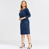 Women's Plus Size Denim Dress Premium Stretch Denim  Slim Fit Dress Casual Dress with shoulder pads