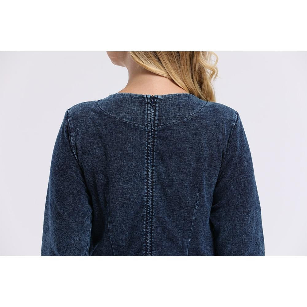 Women's Plus Size Denim Dress Premium Stretch Denim Slim Fit Dress Casual Dress with shoulder pads