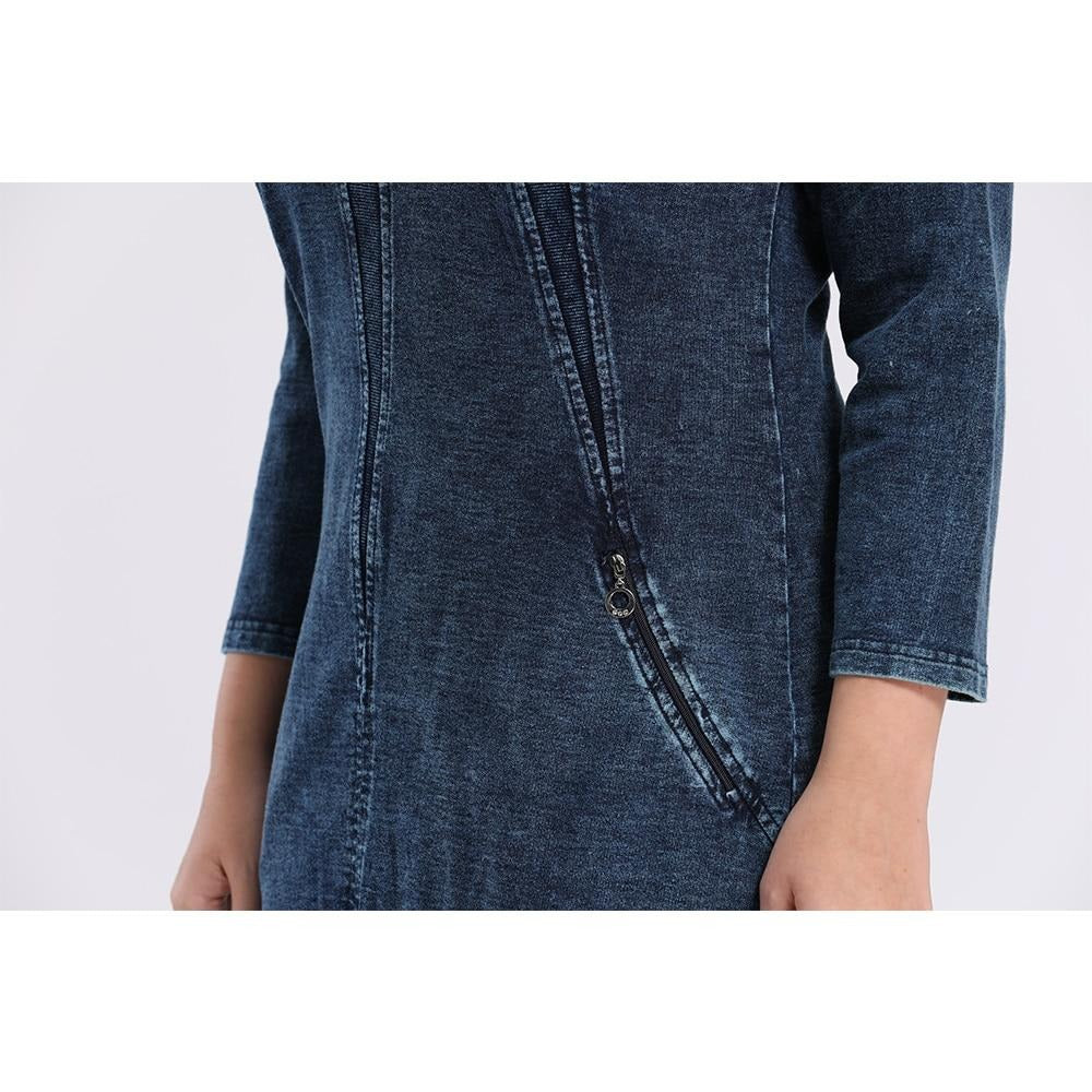 Women's Plus Size Denim Dress Premium Stretch Denim Slim Fit Dress Casual Dress with shoulder pads