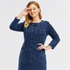 Women's Plus Size Denim Dress Premium Stretch Denim  Slim Fit Dress Casual Dress with shoulder pads