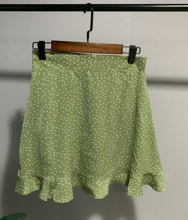 Women Dots Mini Skirt Green White Saia High Waistline Faldas sexy Skirts Summer | Vimost Shop.