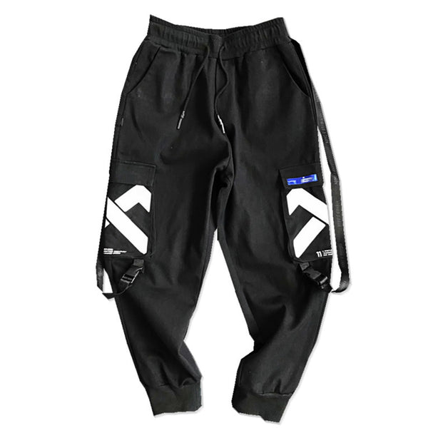 Multi Pockets Printed Cargo Pants Men Harajuku Hip Hop Casual Ribbons Trousers Streetwear Joggers Sweatpants | Vimost Shop.