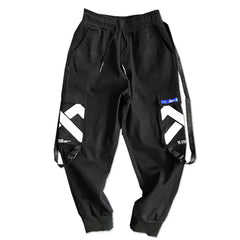 Multi Pockets Printed Cargo Pants Men Harajuku Hip Hop Casual Ribbons Trousers Streetwear Joggers Sweatpants