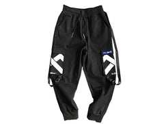 Multi Pockets Printed Cargo Pants Men Harajuku Hip Hop Casual Ribbons Trousers Streetwear Joggers Sweatpants