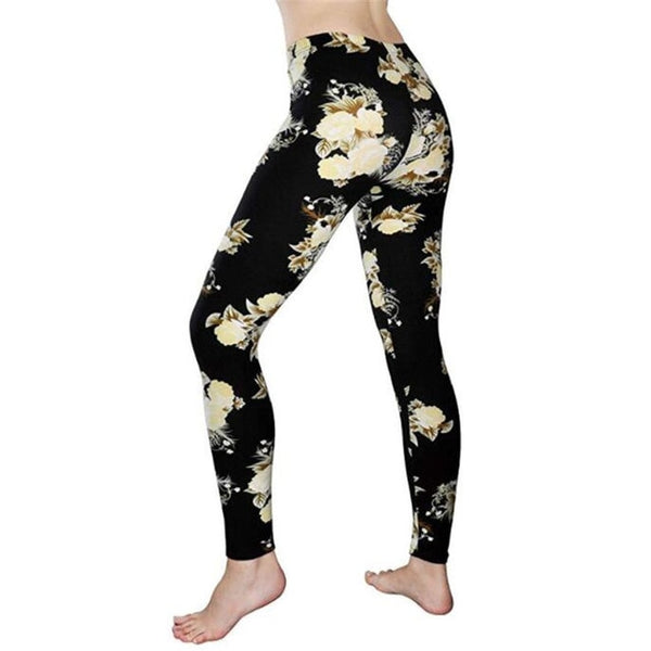 New Rose Flower Printed Leggings Fashion Sexy Women Lady Slim High Elastic Cotton Pants | Vimost Shop.