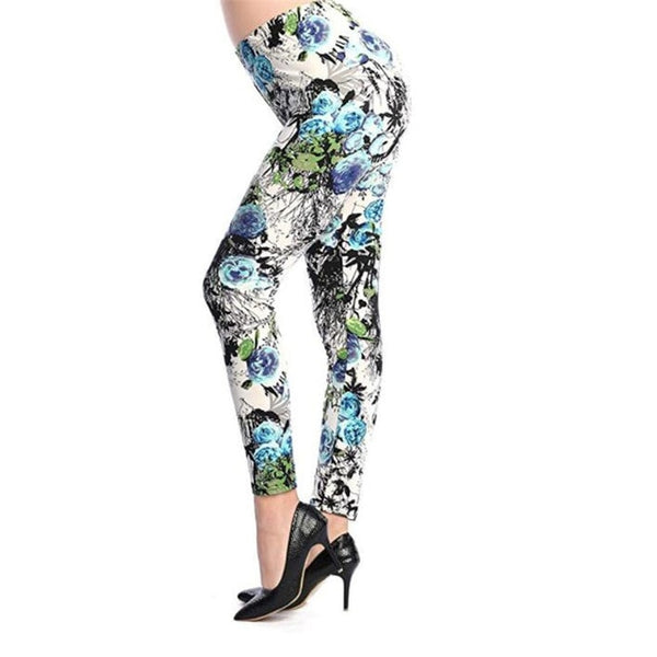 New Rose Flower Printed Leggings Fashion Sexy Women Lady Slim High Elastic Cotton Pants | Vimost Shop.