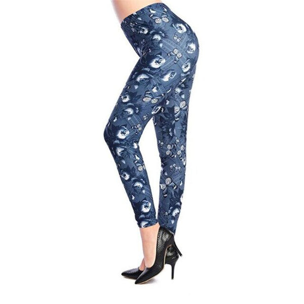 New Rose Flower Printed Leggings Fashion Sexy Women Lady Slim High Elastic Cotton Pants | Vimost Shop.
