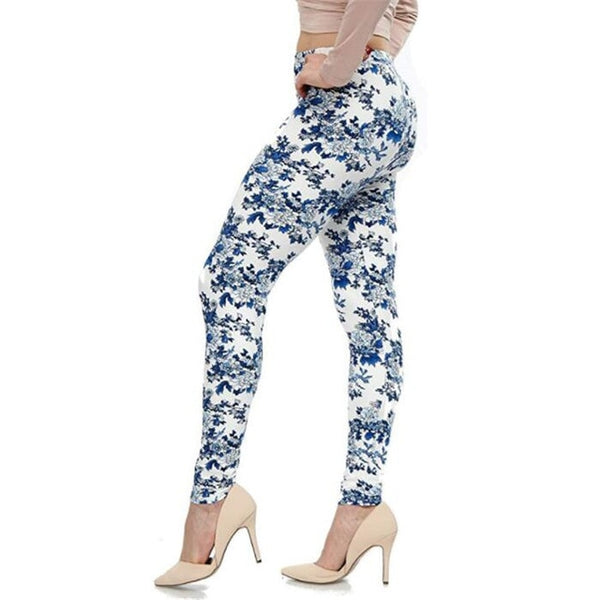 New Rose Flower Printed Leggings Fashion Sexy Women Lady Slim High Elastic Cotton Pants | Vimost Shop.