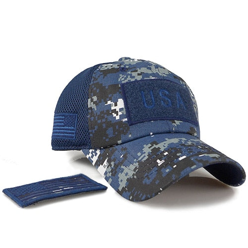 Tactical Camouflage Baseball Caps Men Summer Mesh Military Army Caps Constructed Trucker Cap Hats With USA Flag Patches | Vimost Shop.
