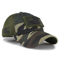 Tactical Camouflage Baseball Caps Men Summer Mesh Military Army Caps Constructed Trucker Cap Hats With USA Flag Patches