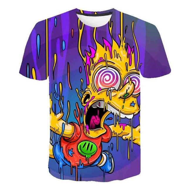 Men and women fat T-shirt Simpson print 3D T-shirt cartoon funny Simpson family T-shirt O-neck short-sleeved casual T-shirt | Vimost Shop.