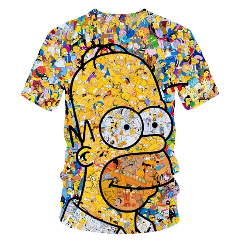 Men and women fat T-shirt Simpson print 3D T-shirt cartoon funny Simpson family T-shirt O-neck short-sleeved casual T-shirt | Vimost Shop.