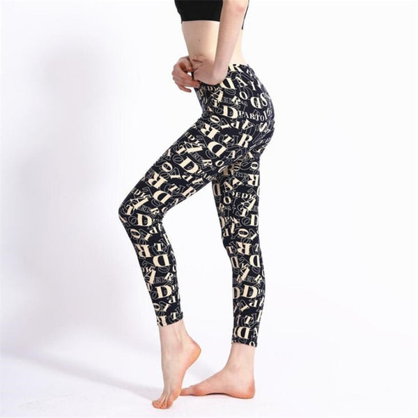 Fashion Girl Legging Spandex Aptitud Print Floral Leggings Leggins Milk Silk | Vimost Shop.