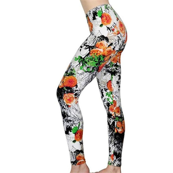 Fashion Girl Legging Spandex Aptitud Print Floral Leggings Leggins Milk Silk | Vimost Shop.