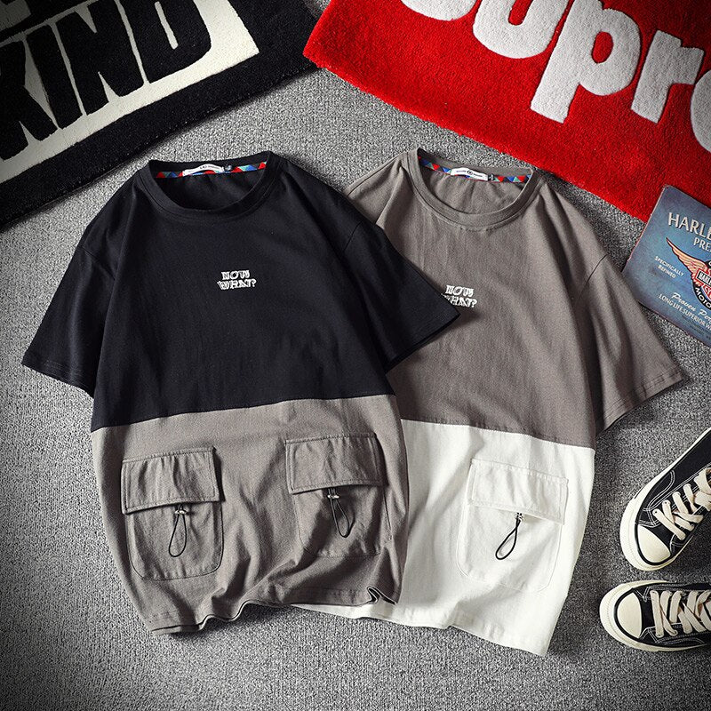 Men's Cotton Fashion T-shirt Mens Summer Patchwork Tshirts 5XL Casual T shirt With Pocket Tee Man Oversized Top & Tee Streetwear | Vimost Shop.