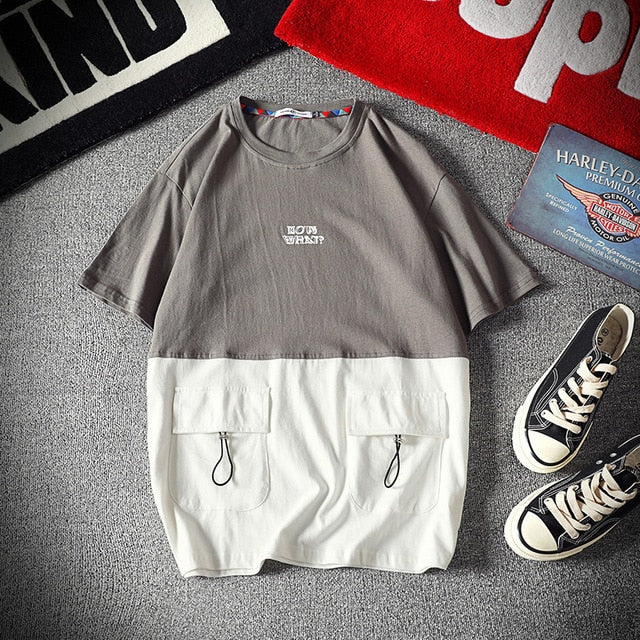 Men's Cotton Fashion T-shirt Mens Summer Patchwork Tshirts 5XL Casual T shirt With Pocket Tee Man Oversized Top & Tee Streetwear | Vimost Shop.