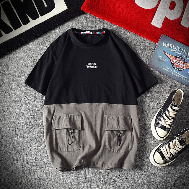 Men's Cotton Fashion T-shirt Mens Summer Patchwork Tshirts 5XL Casual T shirt With Pocket Tee Man Oversized Top & Tee Streetwear | Vimost Shop.