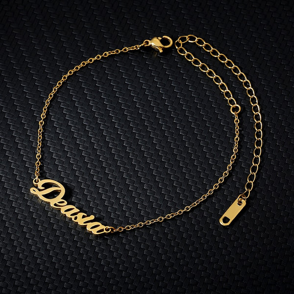 stainless steel anklet Personalized name ankle bracelet custom anklet bracelet | Vimost Shop.