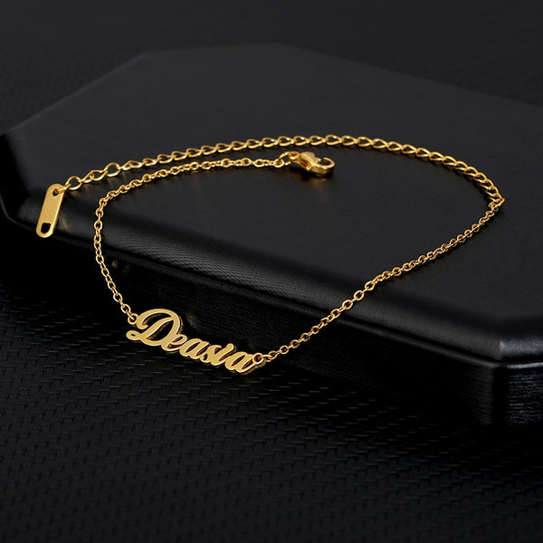 stainless steel anklet Personalized name ankle bracelet custom anklet bracelet | Vimost Shop.