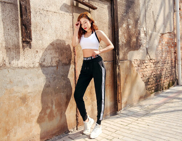 Spring Style Large Size Running Pants Soft Loose Women's  Yoga Fitness Pants Casual Athletic Sweatpants Side Strips | Vimost Shop.